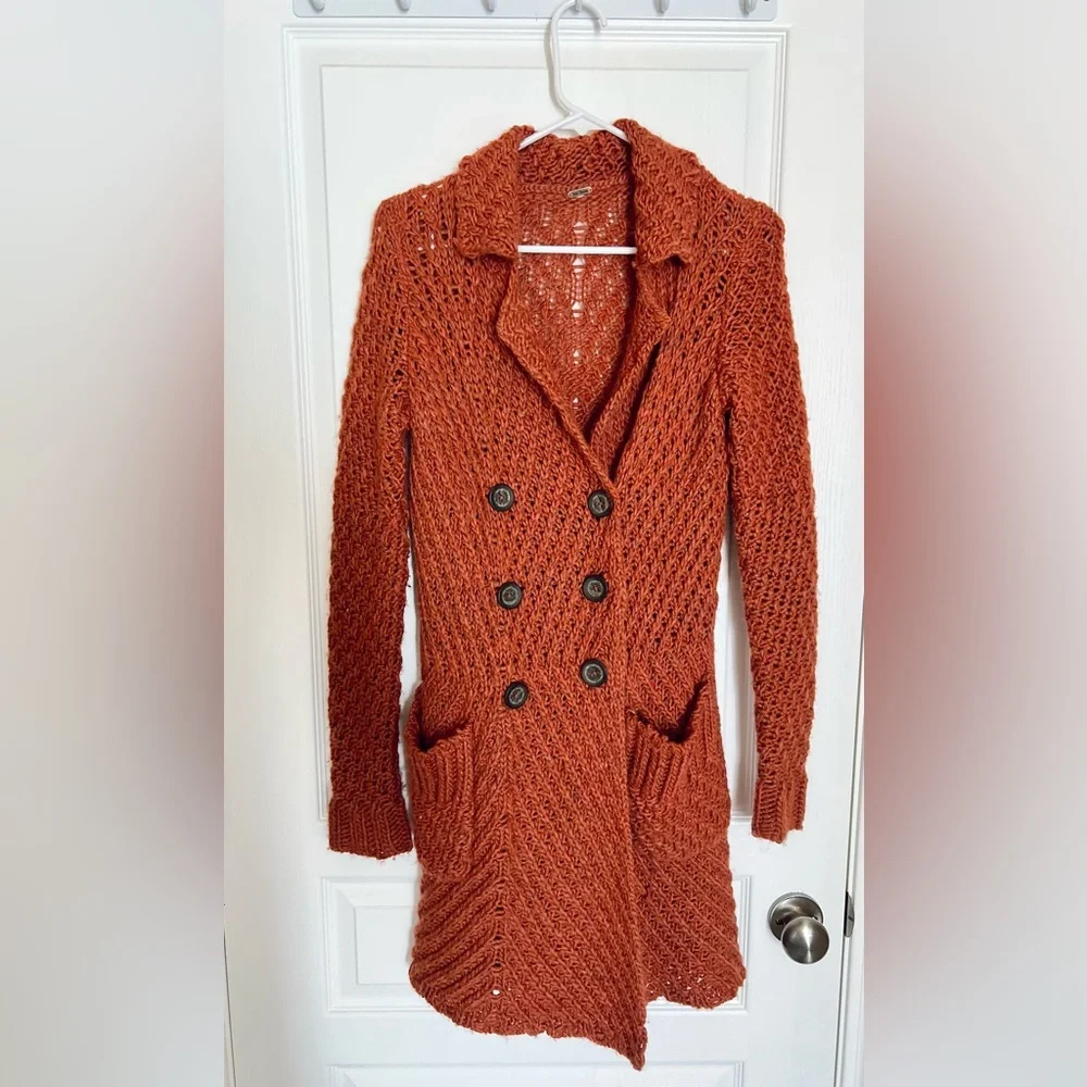 Free People Buttermilk Biscuit Cardigan in rust - Picture 2 of 9